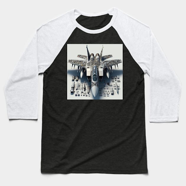 F14 Tomcat Fighter Jet Anatomy Equipment Baseball T-Shirt by Storeology